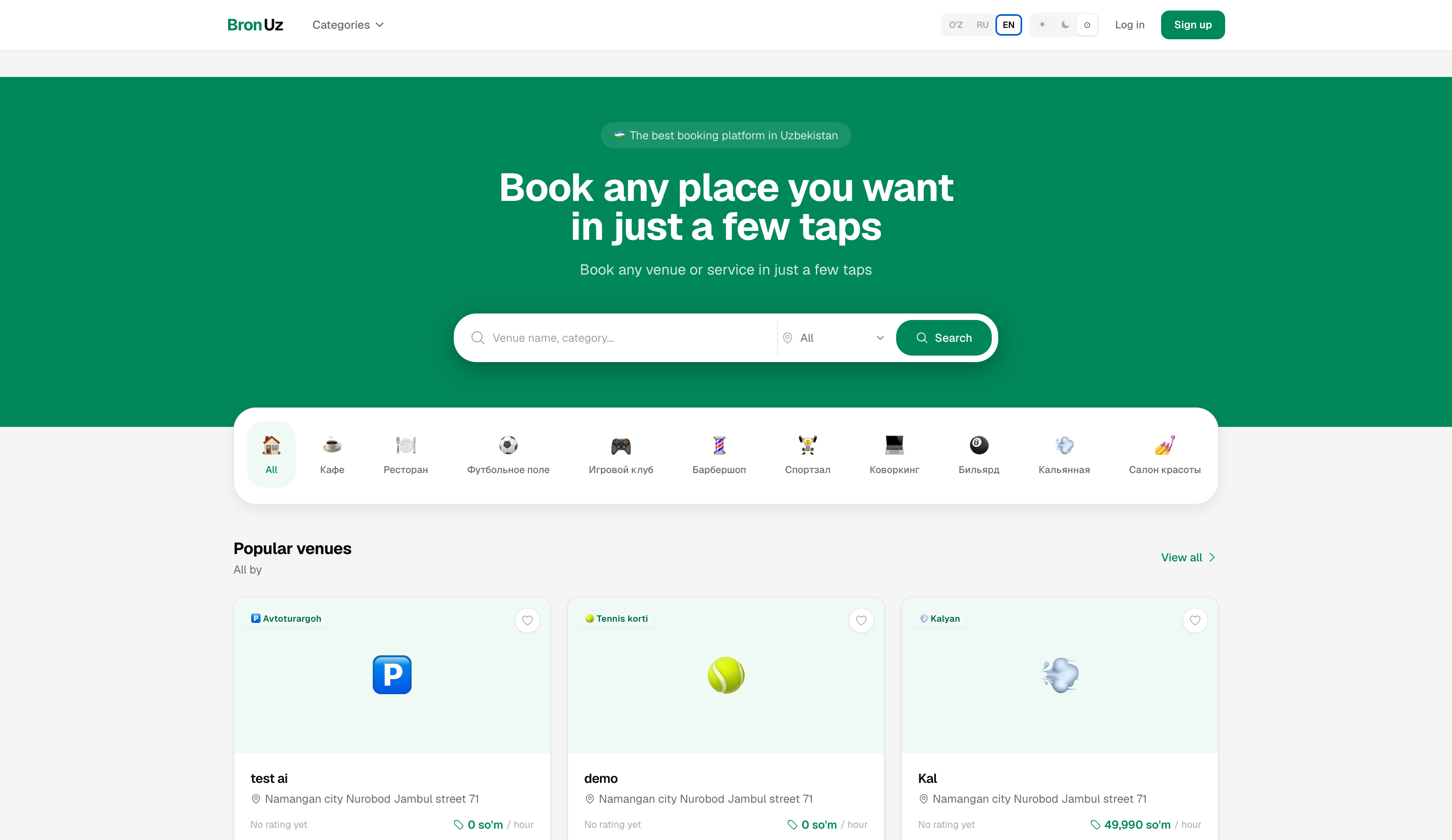 BronUz — Reservation Platform preview
